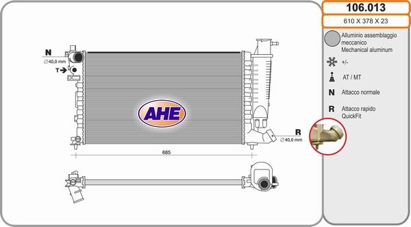 AHE 106.013 - Радиатор, охлаждение двигателя autosila-amz.com