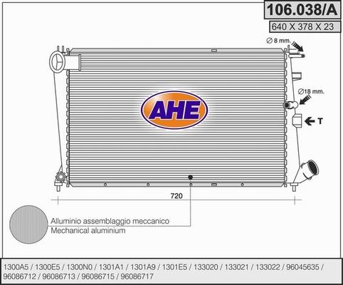 AHE 106.038/A - Радиатор, охлаждение двигателя autosila-amz.com