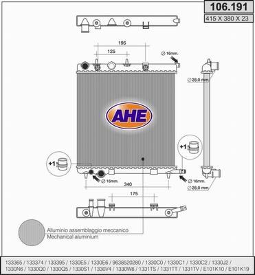 AHE 106.191 - Радиатор, охлаждение двигателя autosila-amz.com