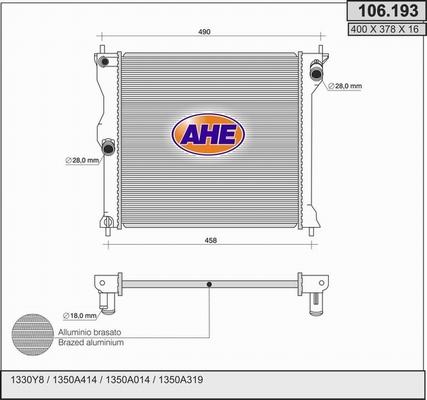 AHE 106.193 - Радиатор, охлаждение двигателя autosila-amz.com