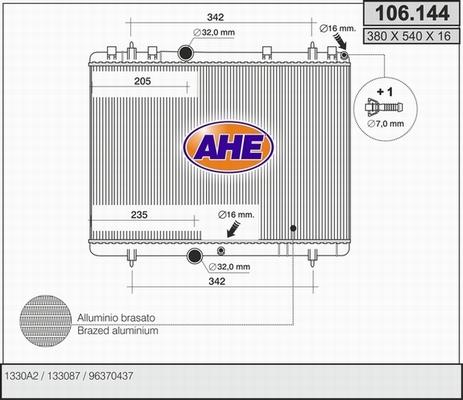 AHE 106.144 - Радиатор, охлаждение двигателя autosila-amz.com