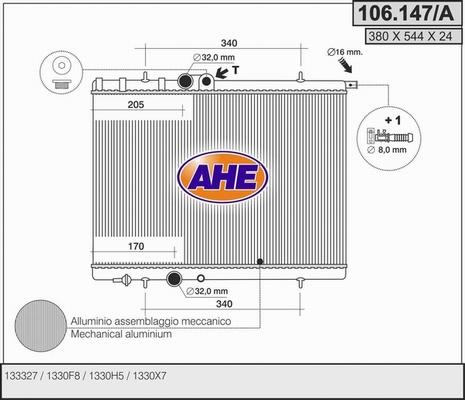 AHE 106.147/A - Радиатор, охлаждение двигателя autosila-amz.com