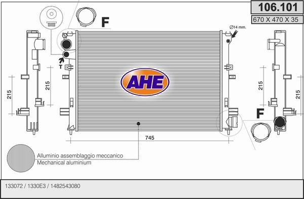 AHE 106.101 - Радиатор, охлаждение двигателя autosila-amz.com