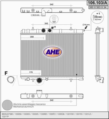 AHE 106.103/A - Радиатор, охлаждение двигателя autosila-amz.com
