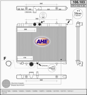 AHE 106.103 - Радиатор, охлаждение двигателя autosila-amz.com