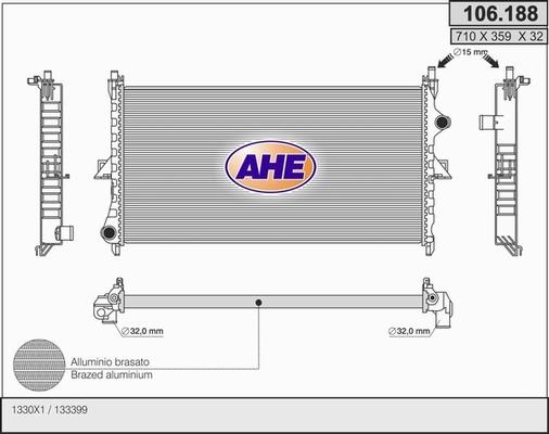 AHE 106.188 - Радиатор, охлаждение двигателя autosila-amz.com