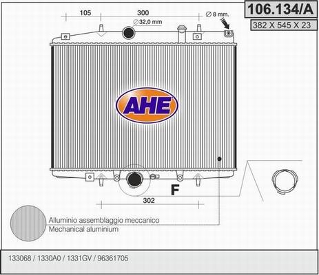 AHE 106.134/A - Радиатор, охлаждение двигателя autosila-amz.com