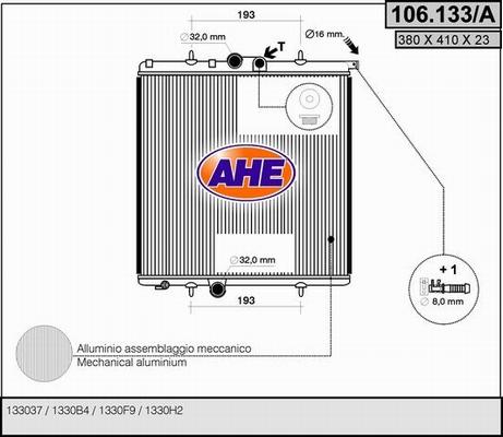 AHE 106.133/A - Радиатор, охлаждение двигателя autosila-amz.com