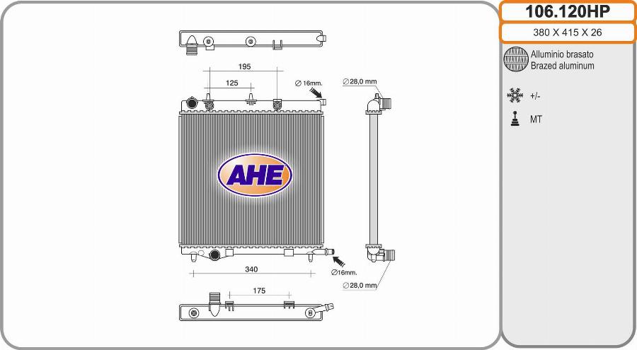AHE 106.120HP - Радиатор, охлаждение двигателя autosila-amz.com