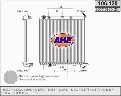 AHE 106.120 - Радиатор, охлаждение двигателя autosila-amz.com