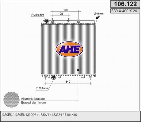 AHE 106.122 - Радиатор, охлаждение двигателя autosila-amz.com