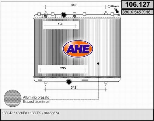 AHE 106.127 - Радиатор, охлаждение двигателя autosila-amz.com