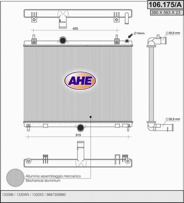 AHE 106.175/A - Радиатор, охлаждение двигателя autosila-amz.com