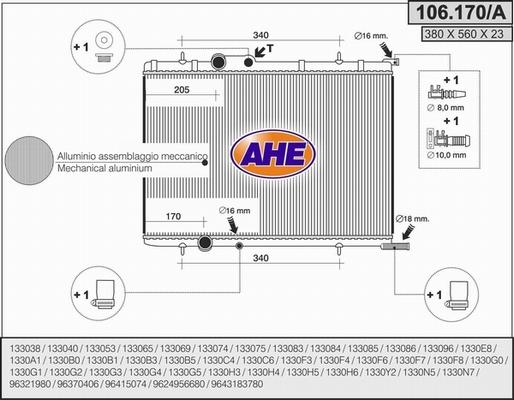 AHE 106.170/A - Радиатор, охлаждение двигателя autosila-amz.com