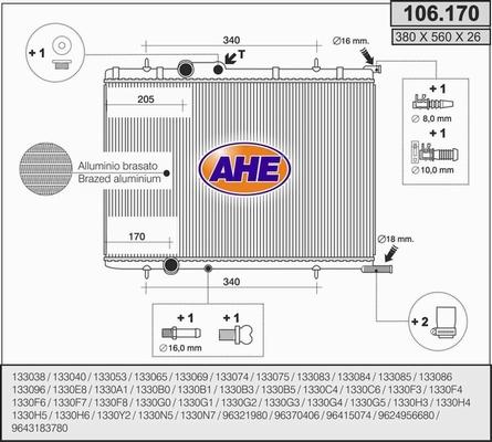 AHE 106.170 - Радиатор, охлаждение двигателя autosila-amz.com