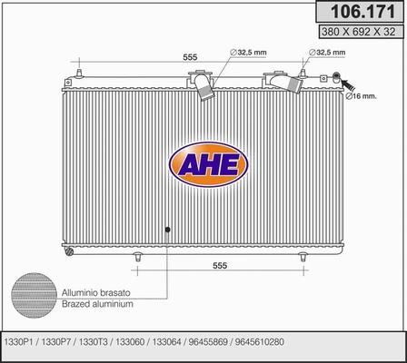 AHE 106.171 - Радиатор, охлаждение двигателя autosila-amz.com