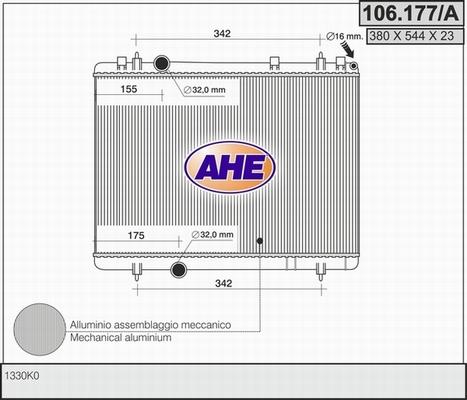 AHE 106.177/A - Радиатор, охлаждение двигателя autosila-amz.com