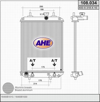 AHE 108.034 - Радиатор, охлаждение двигателя autosila-amz.com