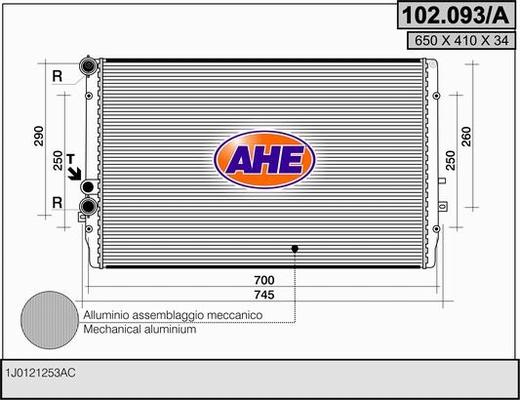 AHE 102.093/A - Радиатор, охлаждение двигателя autosila-amz.com