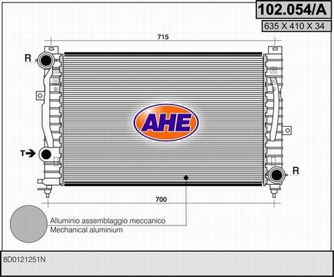 AHE 102.054/A - Радиатор, охлаждение двигателя autosila-amz.com