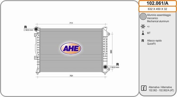 AHE 102.061/A - Радиатор, охлаждение двигателя autosila-amz.com