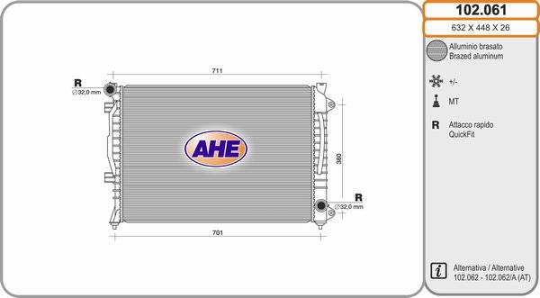 AHE 102.061 - Радиатор, охлаждение двигателя autosila-amz.com