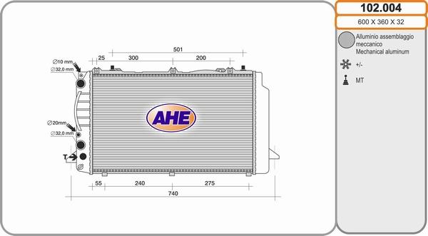 AHE 102.004 - Радиатор, охлаждение двигателя autosila-amz.com