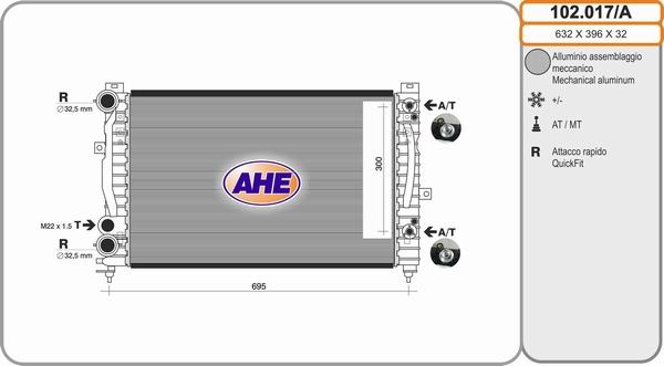 AHE 102.017/A - Радиатор, охлаждение двигателя autosila-amz.com