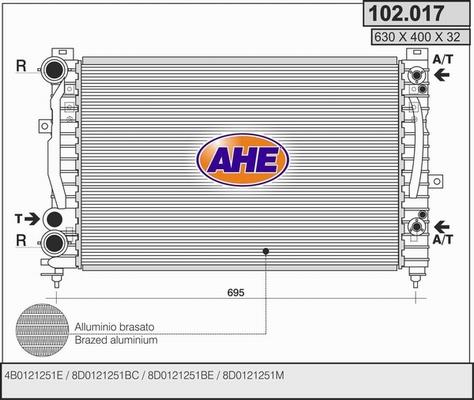 AHE 102.017 - Радиатор, охлаждение двигателя autosila-amz.com