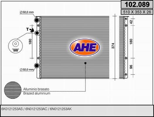 AHE 102.089 - Радиатор, охлаждение двигателя autosila-amz.com