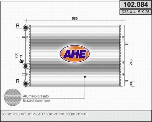 AHE 102.084 - Радиатор, охлаждение двигателя autosila-amz.com
