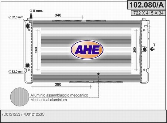 AHE 102.080/A - Радиатор, охлаждение двигателя autosila-amz.com