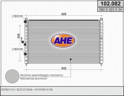 AHE 102.082 - Радиатор, охлаждение двигателя autosila-amz.com