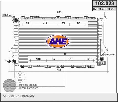 AHE 102.023 - Радиатор, охлаждение двигателя autosila-amz.com