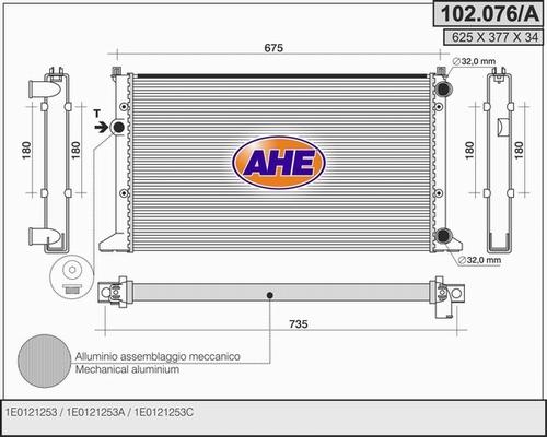 AHE 102.076/A - Радиатор, охлаждение двигателя autosila-amz.com