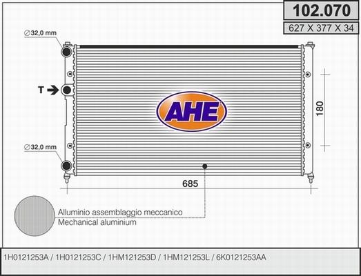 AHE 102.070 - Радиатор, охлаждение двигателя autosila-amz.com