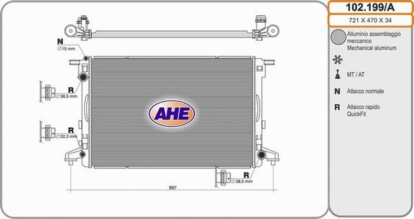 AHE 102.199/A - Радиатор, охлаждение двигателя autosila-amz.com