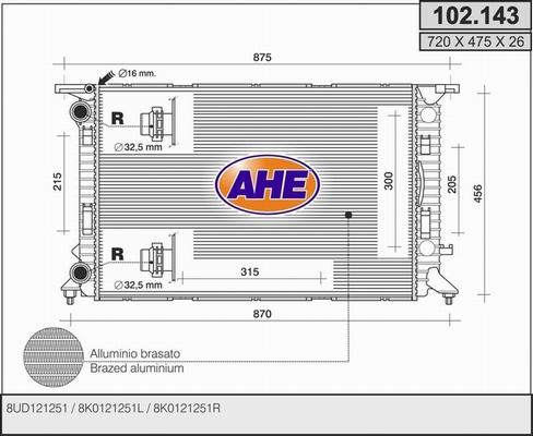 AHE 102.143 - Радиатор, охлаждение двигателя autosila-amz.com