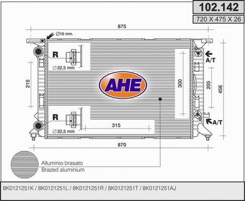 AHE 102.142 - Радиатор, охлаждение двигателя autosila-amz.com