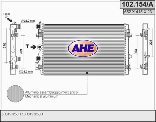 AHE 102.154/A - Радиатор, охлаждение двигателя autosila-amz.com