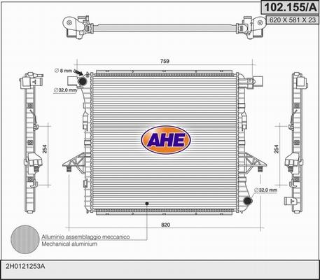 AHE 102.155/A - Радиатор, охлаждение двигателя autosila-amz.com