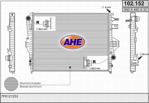 AHE 102.152 - Радиатор, охлаждение двигателя autosila-amz.com