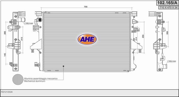 AHE 102.165/A - Радиатор, охлаждение двигателя autosila-amz.com