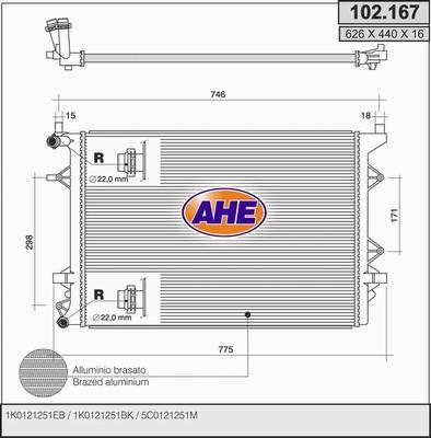 AHE 102.167 - Радиатор, охлаждение двигателя autosila-amz.com