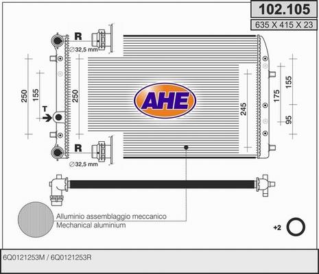 AHE 102.105 - Радиатор, охлаждение двигателя autosila-amz.com