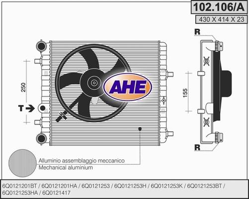 AHE 102.106/A - Радиатор, охлаждение двигателя autosila-amz.com