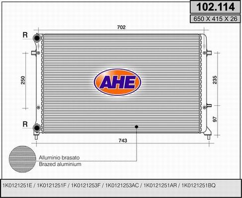 AHE 102.114 - Радиатор, охлаждение двигателя autosila-amz.com
