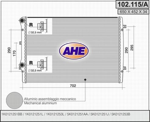 AHE 102.115/A - Радиатор, охлаждение двигателя autosila-amz.com