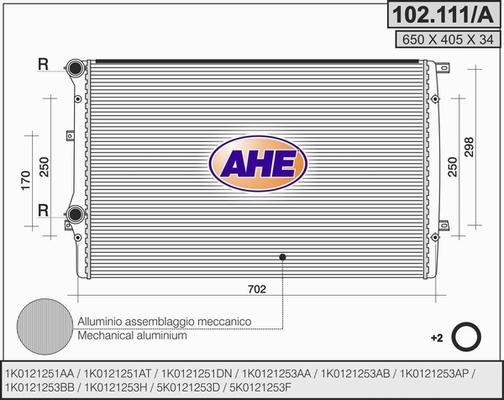 AHE 102.111/A - Радиатор, охлаждение двигателя autosila-amz.com