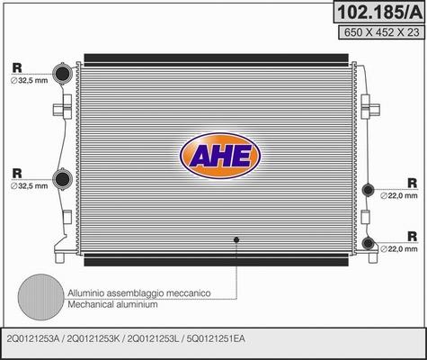 AHE 102.185/A - Радиатор, охлаждение двигателя autosila-amz.com